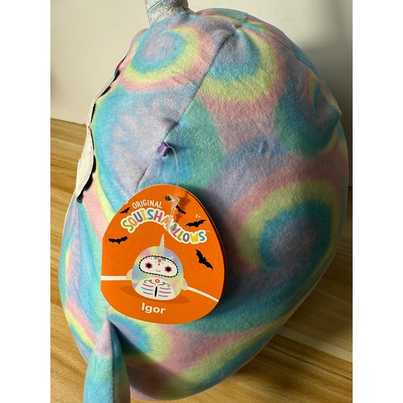 Squishmallows Igor Narwhal Plush Day of the Dead Rainbow Tie Dye 12 inch - Picture 2 of 3